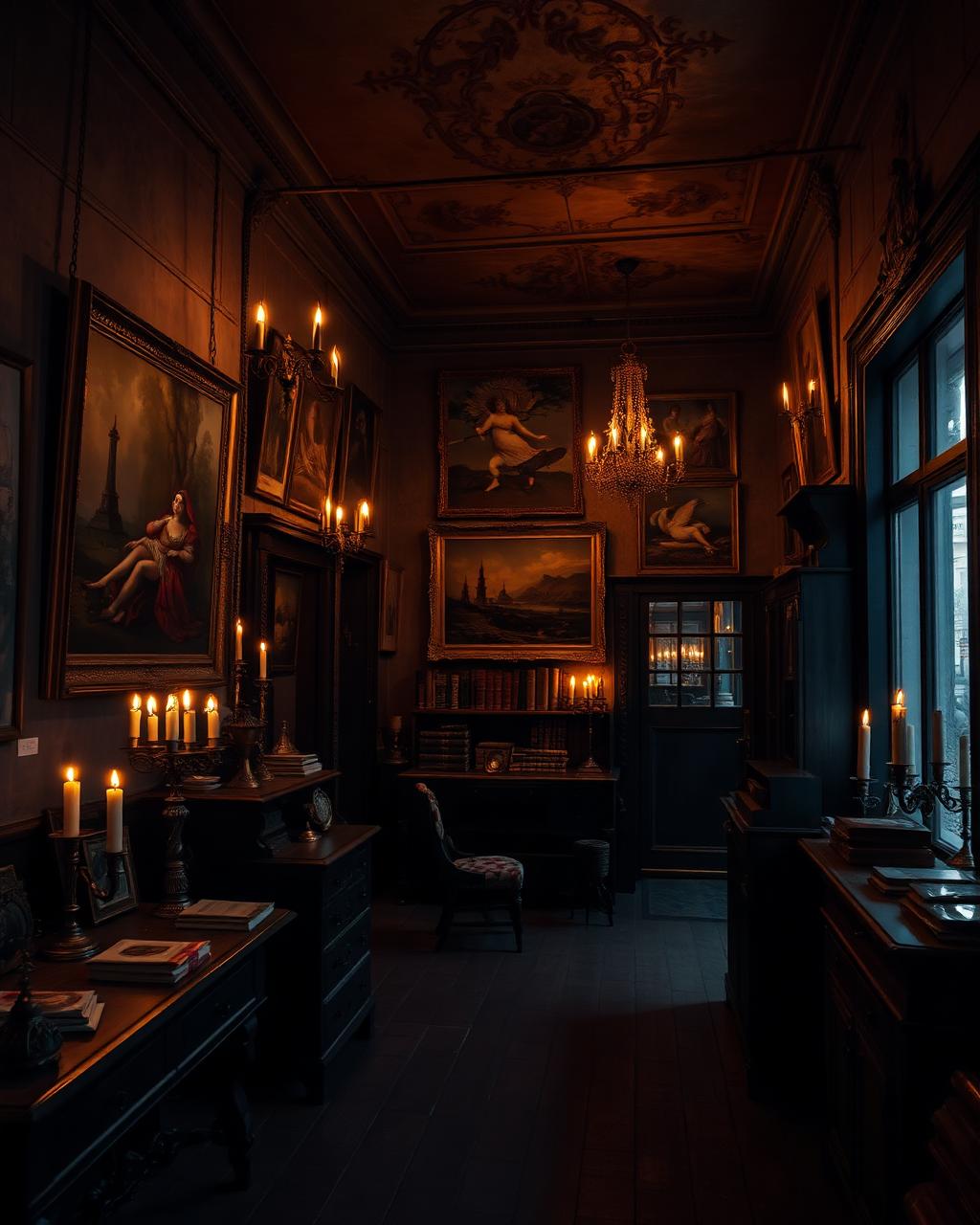 Atmospheric antique salon interior in Berlin